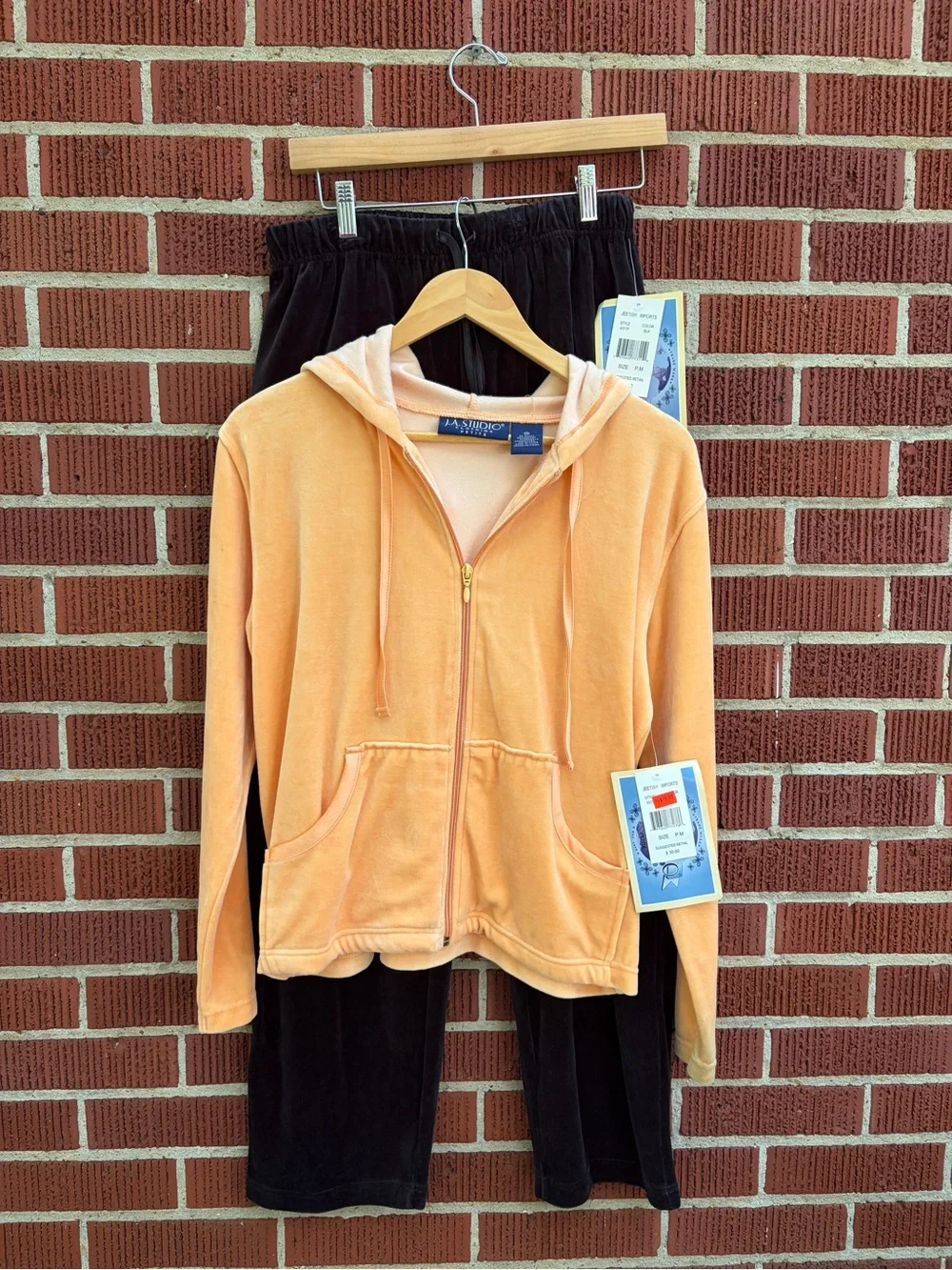NWT J.A. Studio Peach/Orange Velour Tracksuit Set